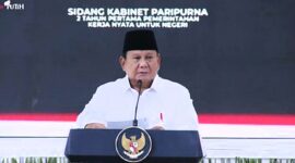 Presiden Prabowo menyampaikan terima kasih dan penghargaan kepada seluruh anggota kabinet yang dinilainya telah bekerja keras menjalankan amanah untuk bangsa dan negara. Poto tangkap layar YouTube Sekretariat Presiden. 