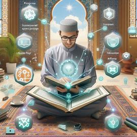 AI-powered Quran learning tools showing progress and recitation feedback.