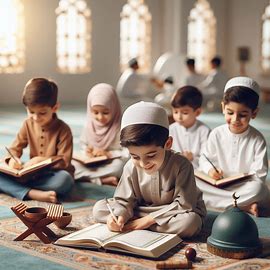 Children enjoying Quran study in a safe Islamic environment