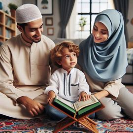 Parents listening attentively to their child share what he learned in Qur’an class.