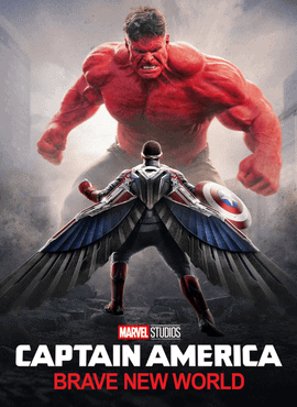 Poster Captain America Brave New World, anciens élèves au générique du film Marvel, école design graphique Montpellier.