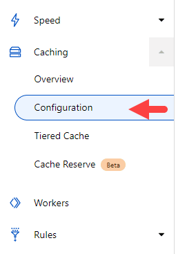 cloudflare configuration menu