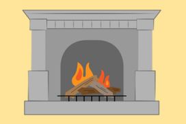 Ένας μαθητής ζεσταίνεται κοντά στο τζάκι