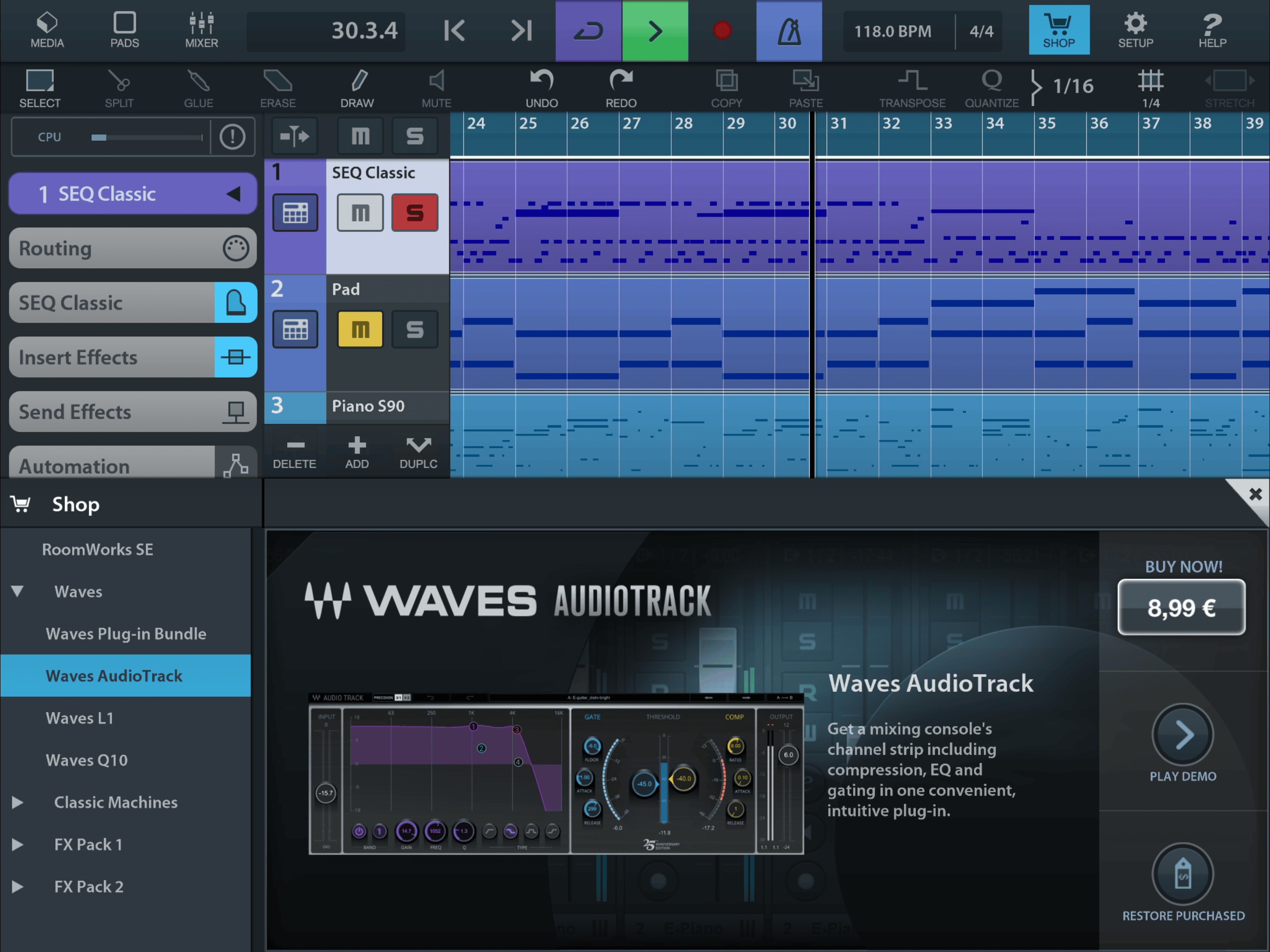 CuBasis 2.3 - das Maß aller App-Dinge in Sachen Musik (Screenshot: Steinberg)