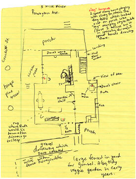 Nina Stagakis, floor plan of 74 Rowayton Ave. in 1950s (drawn from memory in 2001)