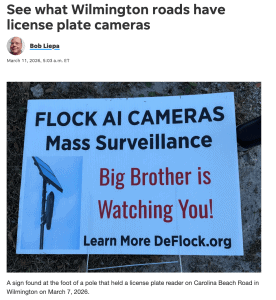 See what Wilmington roads have license plate cameras