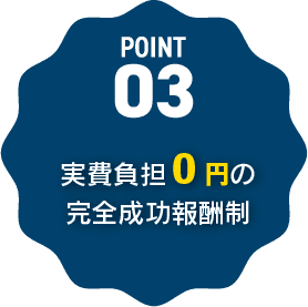 実費負担0円、完全成功報酬制