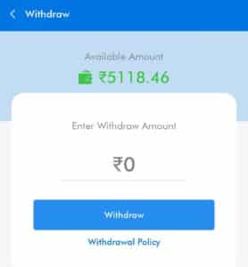 Withdraw amount on BalleBaazi Fantasy App
