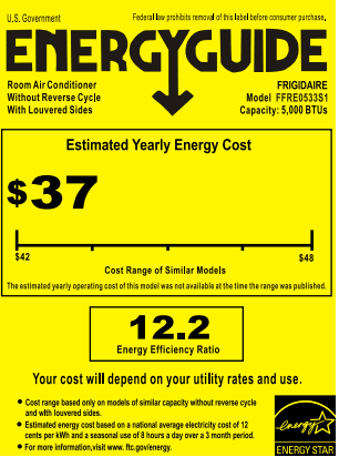 Frigidaire FFRE0533S1 Energy Guide