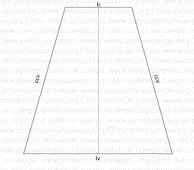 Esquema geométrico del trapecio regular del patrón de crinolina con indicación de las variables lc, lv y ccv