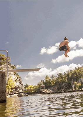 Person Jumping into Mohonk Lake