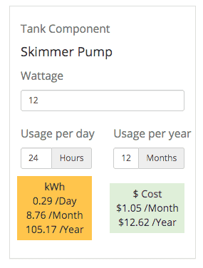 Skimmer Pump Wattage calculator