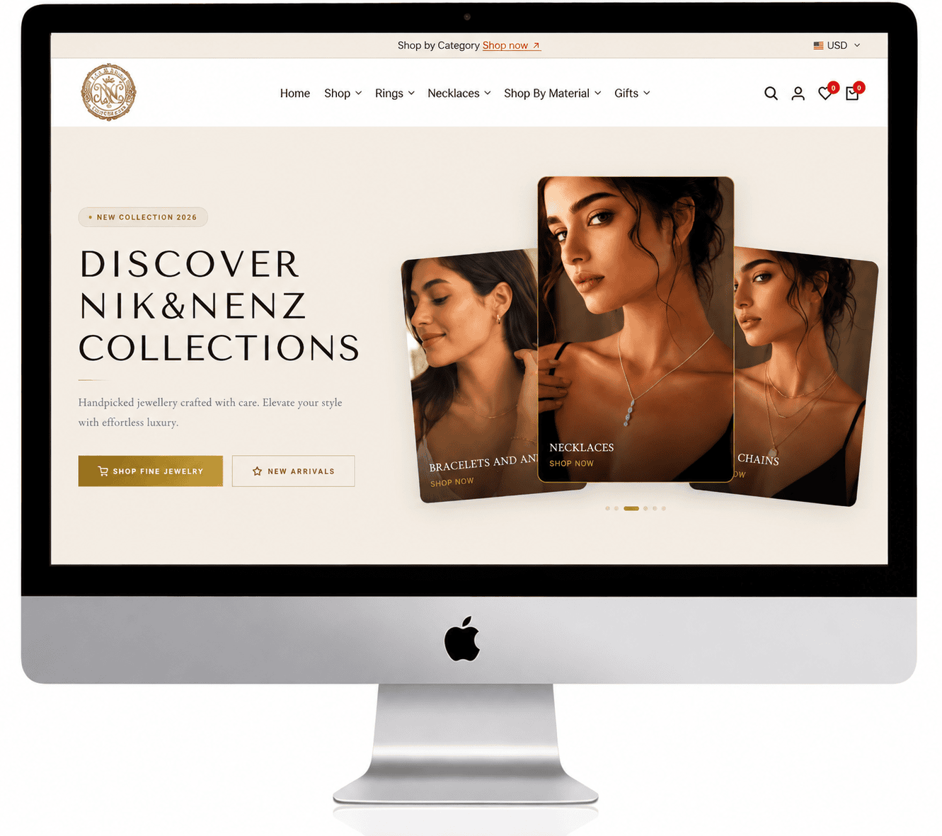 Niknenz Collections - Premium jewellery eCommerce store design by RS WebLabs