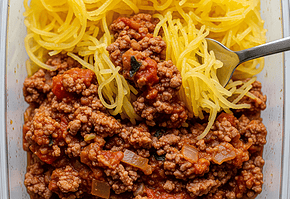 mobile-02 Spaghetti Squash with Bolognese Sauce | Meal Prep LA | MealsByLindsay.com