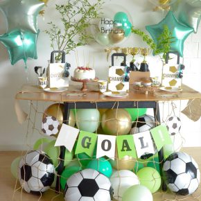 Soccer Themed 9th Birthday : グリーン×ゴールドのサッカーテーマバースデー