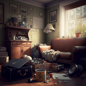 a living room that needs to be decluttered