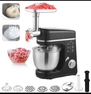 خلاط كهربائي يدوي منزلي مزود بمفرمة لحم لعجن العجين، آلة تجارية متعددة الوظائف مع دافع بلاستيكي
