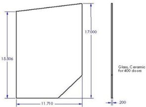 12" x 16-1/2" Glass (shipped with R0082 Gasket) Order from Mountain View Hearth Products at www.stove-parts-unlimited.com 406-272-9850