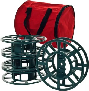 Set of 4 Extension Cord Reels with Bag - Holds 1 to 2 Cords or Christmas Light Strands Each for Organization and Tidy Storage by Stalwart