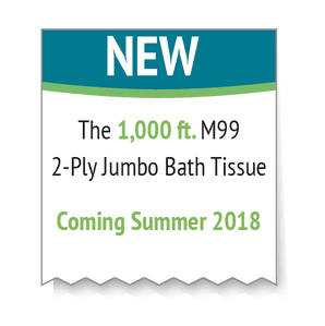 New 1,000 ft M99 2-Ply Jumbo Bath Tissue Coming Summer 2018 graphic