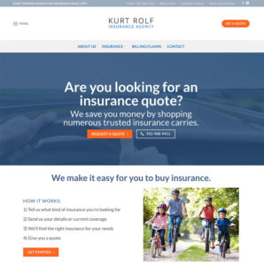 Homepage website design for Kurt Rolf Insurance Agency in Minnesota