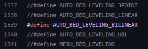 enabling bilinear auto bed leveling in marlin config
