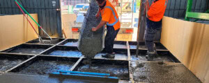 Concrete slabs being poured for pH testing
