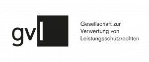 Das Logo der Gesellschaft zur Verwertung von Leistungsschutzrechten (GVL) in weißer Schrift auf schwarzem Hintergrund für eine Stadtführung Freiburg.