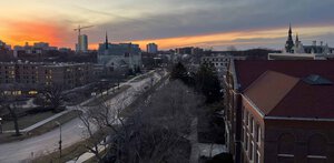 sunset over Northwestern University, clear weather