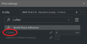 cura z offset parameter in print settings