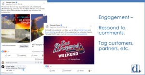 Engagement, respond to comments, tag customers