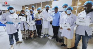 TT-IVS200 Intrinsic Viscosity (IV) Tester training certificate awarded to Watercom T Limited team in Tanzania by Testron Group.