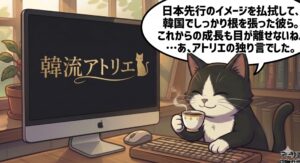 韓国で成長を続けるTREASUREを応援し、記事を総括するアトリエ猫。筆者の誠実なエールと分析を凝縮し、読者を「アトリエの独り言」セクションへとスムーズに橋渡しする。