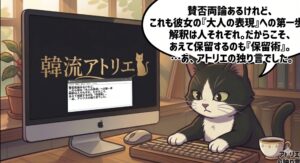 モモの表現力の進化を肯定し、読者に新しい視点を提示するアトリエ猫。筆者の誠実なアドバイスと独自経験を凝縮し、滞在時間を向上させる「アトリエの独り言」セクションへの橋渡し。