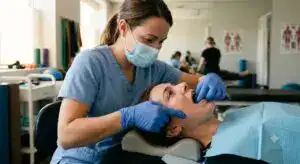 Patient receiving TMJ Dysfuntion Treatment at Prairie Osteopath Medical Clinic Regina -SK