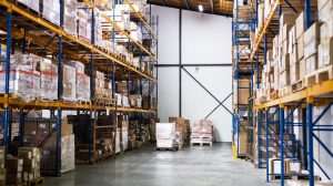 An interior of a small warehouse.