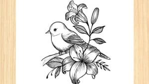 How to Draw a Bird With Flowers