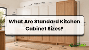 Standard kitchen cabinet sizes chart showing base, wall, and tall cabinet dimensions