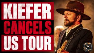Kiefer Sutherland performs on stage during his Grey tour before canceling U.S. dates over low ticket sales