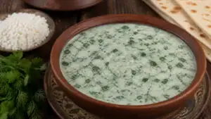 Azerbaycan usulü otlu yoğurt çorbası dovga