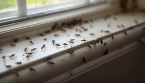 Bird mites in your home on bedding and furniture with nearby bird nest visible
