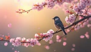 A Bird Perched on Branch