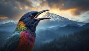 A Bird Sharpens Its Beak Mountain