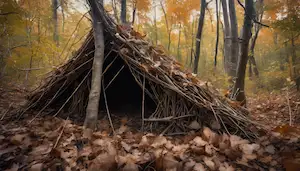 vojenský výcvik - kurz přežití - přístřešek