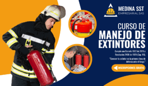 Capacitación práctica en manejo de extintores para prevenir y controlar incendios laborales.