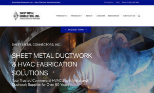 SMC Duct website homepage featuring custom HVAC duct fabrication services