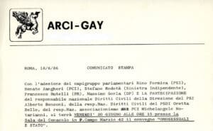 Comunicato di Arcigay del 1986