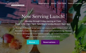 Restaurant web design for Cabana Club in Minneapolis