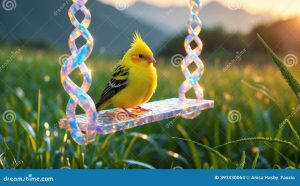A Bird Perched on the Swing