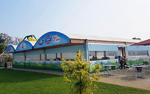 Bespoke canopy in caravan park